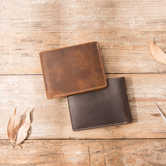 Vintage Leather Mens Small Wallets Bifold Slim Front Pocket Wallet for Men - iwalletsmen