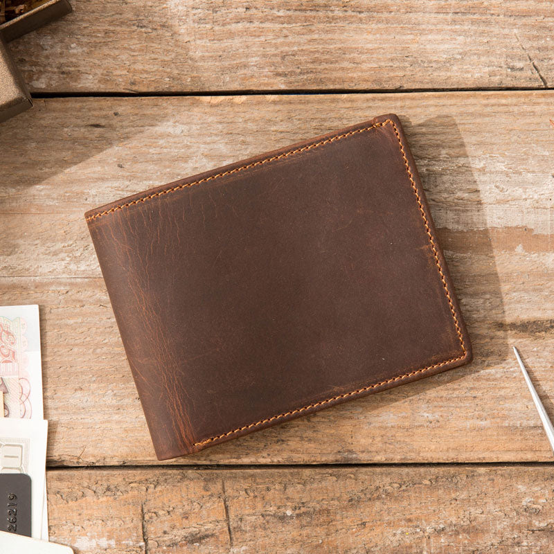 Vintage Leather Mens Small Wallets Bifold Slim billfold Wallet for Men - iwalletsmen