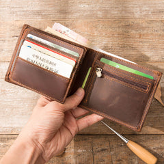Vintage Leather Mens Small Wallets Bifold Slim billfold Wallet for Men - iwalletsmen