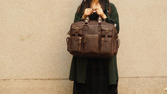 Vintage Leather Mens Travel Bag Cool Overnight Bag Work Handbag Business Bag for Men - iwalletsmen