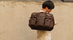 Vintage Leather Mens Travel Bag Cool Overnight Bag Work Handbag Business Bag for Men - iwalletsmen