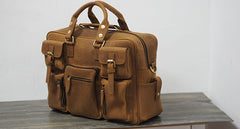 Vintage Leather Mens Travel Bag Cool Overnight Bag Work Handbag Business Bag for Men - iwalletsmen