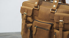 Vintage Leather Mens Travel Bag Cool Overnight Bag Work Handbag Business Bag for Men - iwalletsmen
