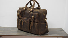 Vintage Leather Mens Travel Bag Cool Overnight Bag Work Handbag Business Bag for Men - iwalletsmen