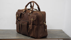 Vintage Leather Mens Travel Bag Cool Overnight Bag Work Handbag Business Bag for Men - iwalletsmen