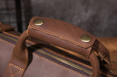 Vintage Leather Mens Travel Bag Overnight Bag Work Handbag Business Bag for Men - iwalletsmen