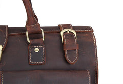 Vintage Leather Mens Handbag Weekender Bag Travel Bag Duffle Bag - iwalletsmen