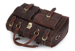 Vintage Leather Mens Handbag Weekender Bag Travel Bag Duffle Bag - iwalletsmen