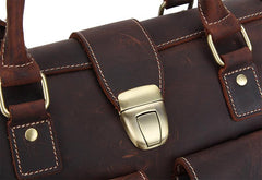 Vintage Leather Mens Handbag Weekender Bag Travel Bag Duffle Bag - iwalletsmen