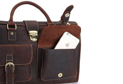 Vintage Leather Mens Handbag Weekender Bag Travel Bag Duffle Bag - iwalletsmen