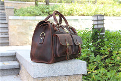 Vintage Leather Mens Handbag Weekender Bag Travel Bag Duffle Bag - iwalletsmen