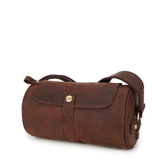Vintage Leather Small Barrel Messenger Bag Shoulder Bag For Men - iwalletsmen