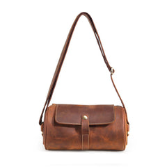 Vintage Leather Small Barrel Messenger Bag Shoulder Bag For Men - iwalletsmen
