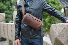 Vintage Leather Small Barrel Messenger Bag Shoulder Bag For Men - iwalletsmen