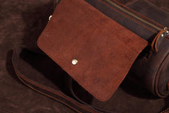 Vintage Leather Small Barrel Messenger Bag Shoulder Bag For Men - iwalletsmen