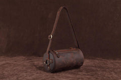 Vintage Leather Small Barrel Messenger Bag Shoulder Bag For Men - iwalletsmen