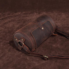 Vintage Leather Small Barrel Messenger Bag Shoulder Bag For Men - iwalletsmen