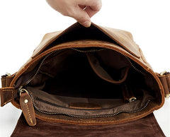 Vintage Leather Small Messenger Bag Shoulder Bag Crossbody For Men - iwalletsmen