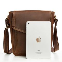 Vintage Leather Small Messenger Bag Shoulder Bag Crossbody For Men - iwalletsmen