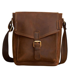 Vintage Leather Small Messenger Bag Shoulder Bag Crossbody For Men - iwalletsmen