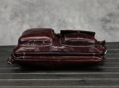 Leather Mens Coffee Cool Small Messenger Bag Vintage Shoulder Bags For Men - iwalletsmen