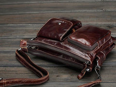 Leather Mens Coffee Cool Small Messenger Bag Vintage Shoulder Bags For Men - iwalletsmen
