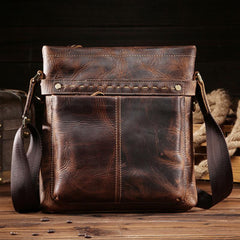 Vintage Leather Mens Cool Small Messenger Bag Cool Shoulder Bag For Men - iwalletsmen