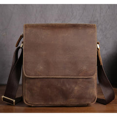 Leather Mens Brown Cool Messenger Bag Vintage Shoulder Bags For Men - iwalletsmen