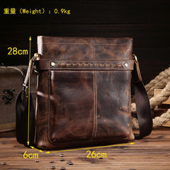 Vintage Leather Mens Cool Small Messenger Bag Cool Shoulder Bag For Men - iwalletsmen