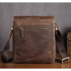Leather Mens Brown Cool Messenger Bag Vintage Shoulder Bags For Men - iwalletsmen