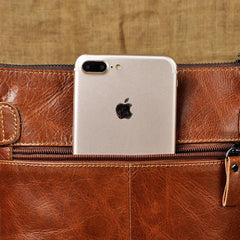 Cool Leather Mens Small Brown Messenger Bag Vintage Shoulder Bags For Men - iwalletsmen