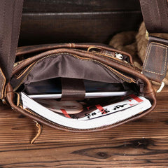 Vintage Leather Mens Cool Small Messenger Bag Cool Shoulder Bag For Men - iwalletsmen