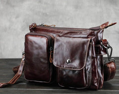 Leather Mens Coffee Cool Small Messenger Bag Vintage Shoulder Bags For Men - iwalletsmen