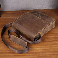 Leather Mens Brown Cool Messenger Bag Vintage Shoulder Bags For Men - iwalletsmen