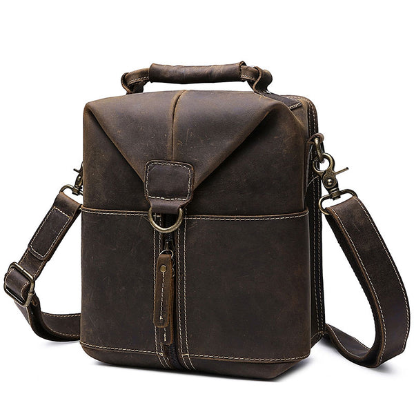 Vintage Leather Small Messenger Bag for men Shoulder Bag for men - iwalletsmen