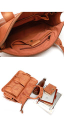 Vintage Light Brown Mens Leather Briefcase Work Handbag Brown 13'' Computer Briefcase For Men - iwalletsmen