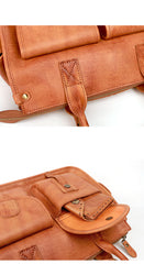Vintage Light Brown Mens Leather Briefcase Work Handbag Brown 13'' Computer Briefcase For Men - iwalletsmen