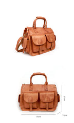 Vintage Light Brown Mens Leather Briefcase Work Handbag Brown 13'' Computer Briefcase For Men - iwalletsmen