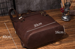 Vintage Mens Coffee Leather Backpack Travel Backpack Leather Hiking Backpack for Men - iwalletsmen