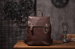 Vintage Mens Coffee Leather Backpack Travel Backpack Leather Hiking Backpack for Men - iwalletsmen