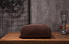 Vintage Mens Coffee Leather Backpack Travel Backpack Leather Hiking Backpack for Men - iwalletsmen