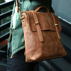 Vintage Mens Leather Briefcase Handbag Shoulder Bag Backpack for men - iwalletsmen
