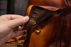 Vintage Mens Leather School Backpack Travel Backpack Leather Hiking Backpack for Men - iwalletsmen