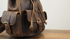 Vintage Mens Leather Small Backpack Travel Backpack Leather School Backpacks for Men - iwalletsmen