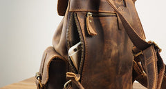 Vintage Mens Leather Small Backpack Travel Backpack Leather School Backpacks for Men - iwalletsmen
