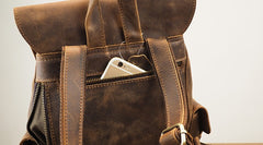 Vintage Mens Leather Small Backpack Travel Backpack Leather School Backpacks for Men - iwalletsmen