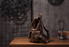 Vintage Mens Leather Small Backpack Travel Backpack Leather School Backpacks for Men - iwalletsmen