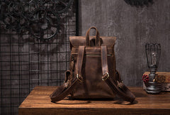 Vintage Mens Leather Small Backpack Travel Backpack Leather School Backpacks for Men - iwalletsmen
