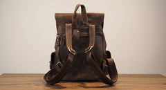 Vintage Mens Leather Small Backpack Travel Backpack Leather School Backpacks for Men - iwalletsmen