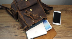 Vintage Mens Leather Small Backpack Travel Backpack Leather School Backpacks for Men - iwalletsmen